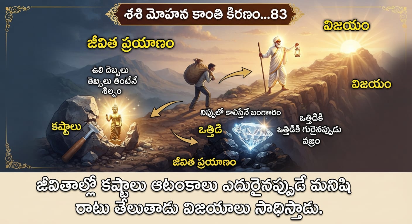 " జీవితాల్లో కష్టాలు ఆటంకాలు ఎదురైనప్పుడే మనిషి రాటు తేలుతాడు విజయాలు సాధిస్తాడు."